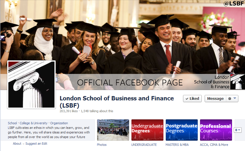 With over 200,000 likes, LSBF is the most followed business school in the UK.