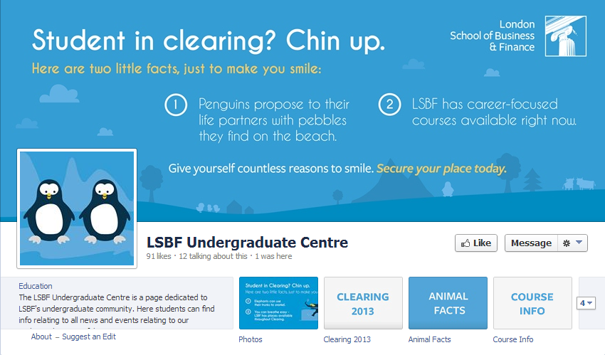 Students can apply to LSBF Clearing directly through Facebook.